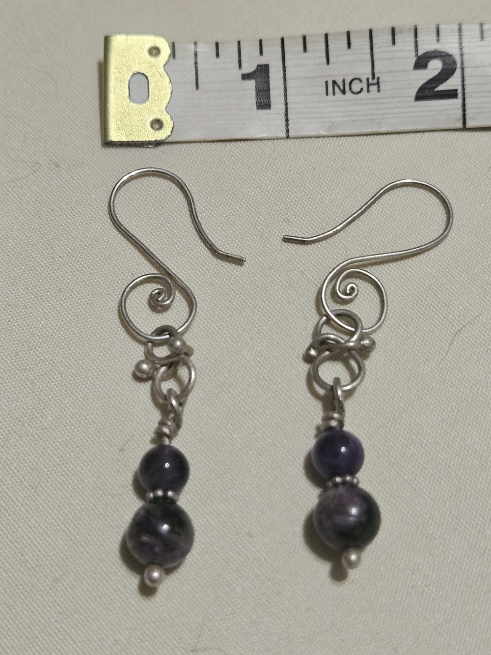 Handcrafted Silver Wire Amethyst Drop Earrings